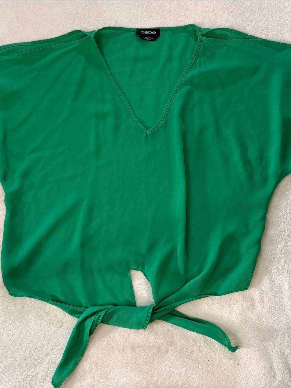 bebe Emerald V-Neck Tie-Front Blouse